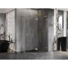 Mexen Lunar L cabină de duș pentagonală pivotantă dreapta 90 x 80 cm, transparentă, auriu periată - 831L-090P-080L-55-00-P
