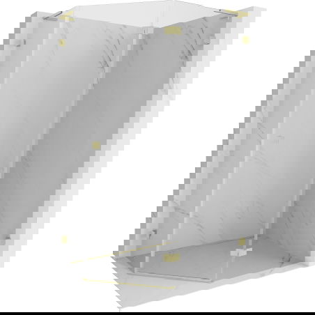 Mexen Lunar L cabină de duș pentagonală pivotantă dreapta 90 x 80 cm, transparent, auriu periat - 831L-090P-080L-55-00-P