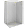 Mexen Lunar L cabină de duș pentagonală pivotantă dreapta 90 x 80 cm, transparentă, auriu periată - 831L-090P-080L-55-00-P