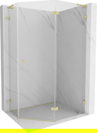 Mexen Lunar L cabină de duș pentagonală cu deschidere dreapta 100 x 80 cm, transparentă, aurie periată - 831L-100P-080L-55-00-P