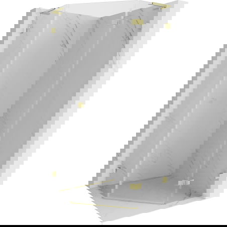 Cabină de duș pentagonală Mexen Lunar L, ușă rabatabilă dreapta 100x100 cm, transparentă, auriu periat - 831L-100P-100L-55-00-P