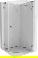 Mexen Lunar L cabină de duș pentagonală cu deschidere dreapta 80 x 80 cm, transparent, aur roz - 831L-080P-080L-60-00-P