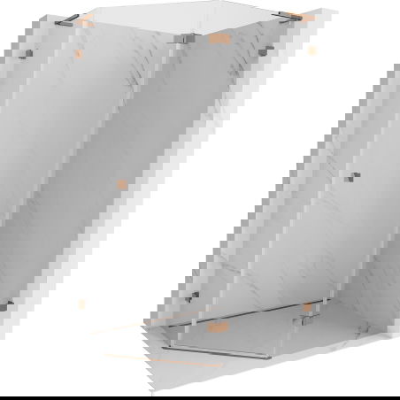 Mexen Lunar L cabină de duș pentagonală batantă dreaptă 100 x 80 cm, transparent, aur roz - 831L-100P-080L-60-00-P