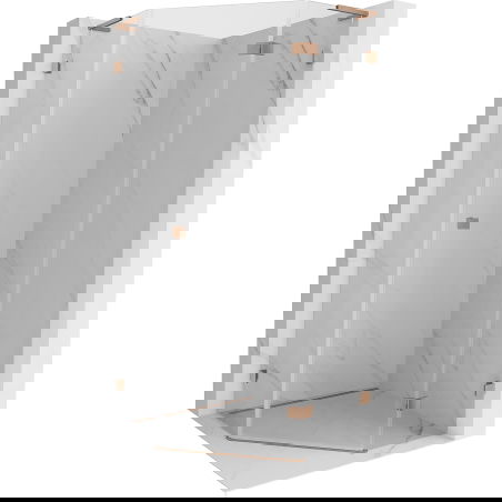 Mexen Lunar L cabină de duș pentagonală batantă dreaptă 80 x 80 cm, transparent, cupru periat - 831L-080P-080L-65-00-P