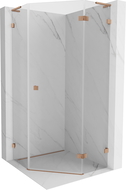 Cabină de duș pentagonală Mexen Lunar L batantă dreapta 80 x 80 cm, transparent, cupru periat - 831L-080P-080L-65-00-P