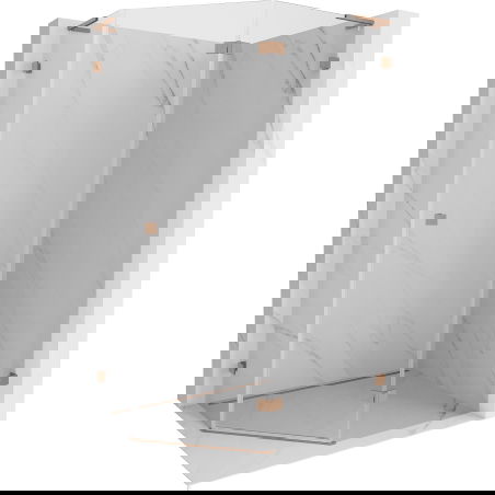 Mexen Lunar L cabină de duș pentagonală cu deschidere dreapta 90 x 80 cm, transparentă, cupru periat - 831L-090P-080L-65-00-P