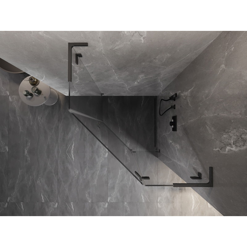 Mexen Lunar L cabina de duș pentagonală cu deschidere dreapta 80x80 cm, transparentă, gri armă periat