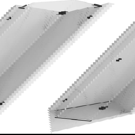 Mexen Lunar L cabină de duș pentagonală cu pivotare spre dreapta 100 x 90 cm, transparentă, neagră - 831L-100P-090L-70-00-P