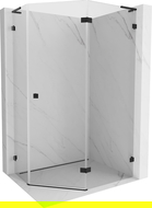 Mexen Lunar L ötszögletű jobbos nyíló zuhanykabin 100 x 90 cm, átlátszó, fekete - 831L-100P-090L-70-00-P