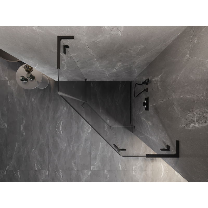 Mexen Lunar L cabină de duș pentagonală cu deschidere dreapta 100 x 100 cm, transparent, negru - 831L-100P-100L-70-00-P