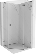 Mexen Lunar L cabină de duș pentagonală batantă dreaptă 80 x 80 cm, transparent, gun metal - 831L-080P-080L-95-00-P