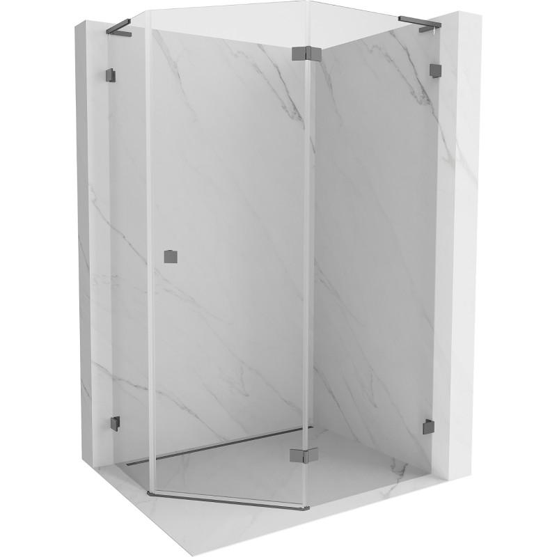 Mexen Lunar L cabina de duș pentagonală pivotantă dreapta 90 x 80 cm, transparentă, gun metal - 831L-090P-080L-95-00-P