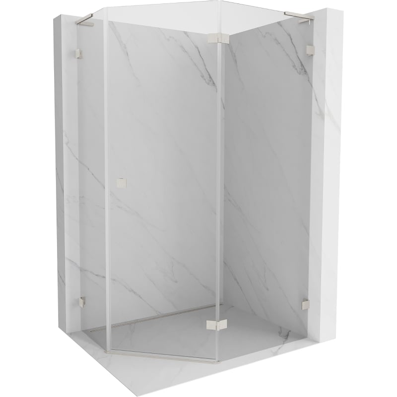 Mexen Lunar L cabină de duș pentagonală cu deschidere dreapta 100x80 cm, transparent, nichel periat - 831L-100P-080L-97-00-P
