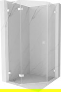 Mexen Lunar cabină de duș pentagonală pivotantă stânga 80 x 80 cm, transparentă, albă - 831-080L-080P-20-00-L
