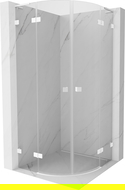 Mexen Lunar L cabină de duș semicirculară batantă 70 x 70 cm, transparent, albă - 833L-070L-070P-20-00