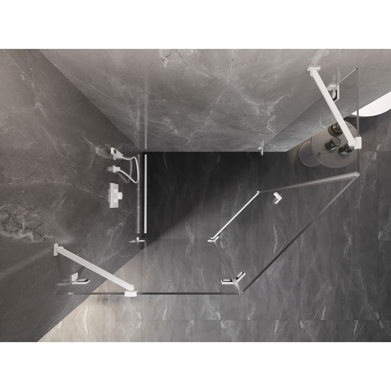 Mexen Lunar cabină de duș pentagonală basculantă stânga 100 x 90 cm, transparent, albă - 831-100L-090P-20-00-L