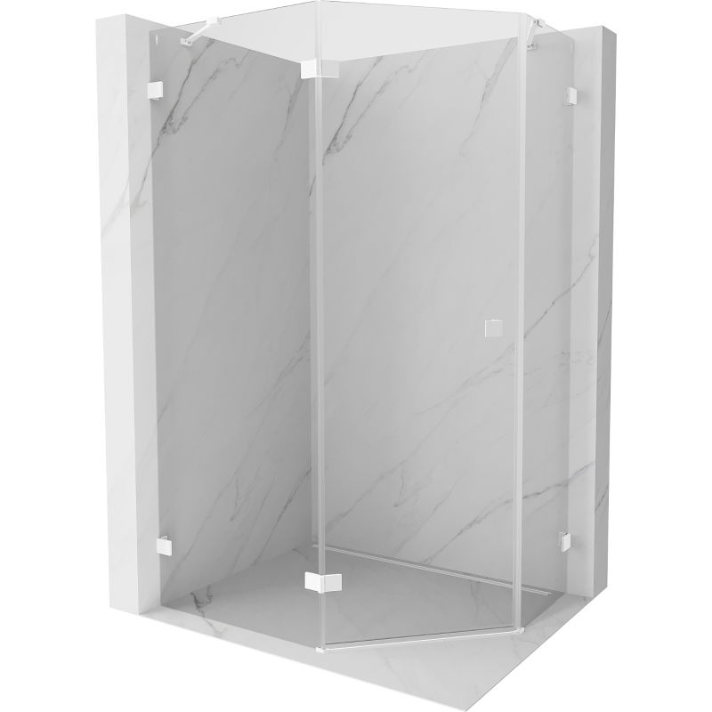 Mexen Lunar cabină de duș pentagonală cu deschidere pe stânga 100 x 90 cm, transparentă, albă - 831-100L-090P-20-00-L