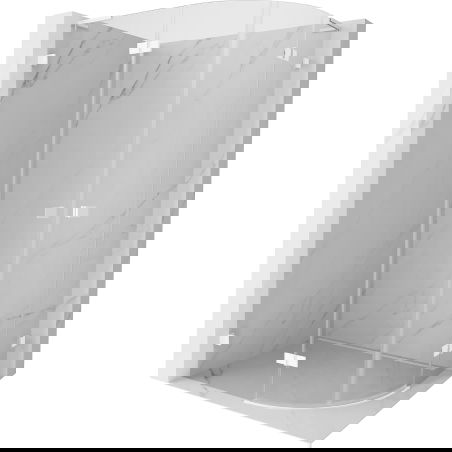 Cabină de duș Mexen Lunar L semi-rondă articulată stânga 100 x 80 cm, transparentă, albă - 833L-100L-080P-20-00