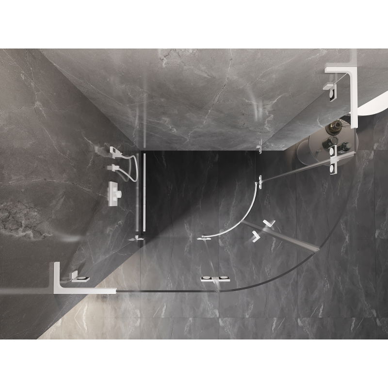 Mexen Lunar L félköríves zuhanykabin balra nyíló 100 x 90 cm, átlátszó, fehér - 833L-100L-090P-20-00