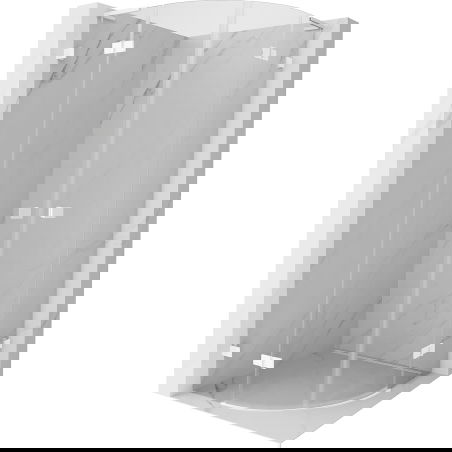 Mexen Lunar L cabină de duș semicirculară pivotantă 100 x 100 cm, transparent, albă - 833L-100L-100P-20-00