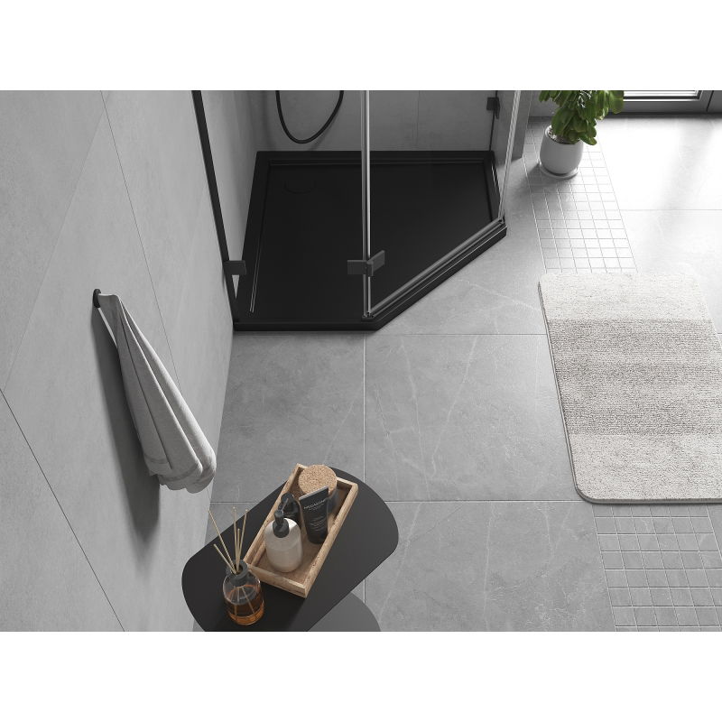 Mexen Flow ötszögletű slim zuhanytálca 80 x 80 cm, fekete matt - 46P708080