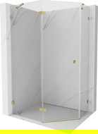 Mexen Lunar cabină de duș pentagonală cu deschidere stânga 90 x 80 cm, transparentă, aurie - 831-090L-080P-50-00-L
