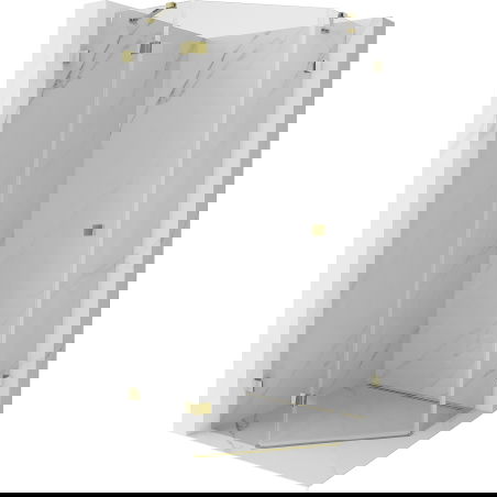 Mexen Lunar ötszögű balra nyíló zuhanykabin 100 x 100 cm, átlátszó, arany - 831-100L-100P-50-00-L