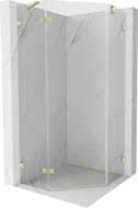 Mexen Lunar cabină de duș unghiulară cu ușă batantă stânga 80 x 80 cm, transparent, aurie periată - 831-080L-080P-55-00-L