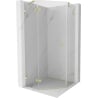 Mexen Lunar cabină de duș pentagonală pivotantă stânga 100 x 100 cm, transparent, auriu periat - 831-100L-100P-55-00-L