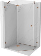 Mexen Lunar cabină de duș pentagonală basculantă stânga 90 x 80 cm, transparent, aur roz - 831-090L-080P-60-00-L