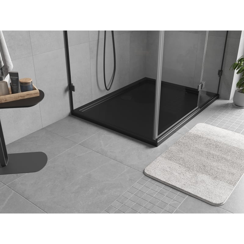 Mexen Flow téglalap alakú slim zuhanytálca 90 x 80 cm, fekete matt - 46R708090