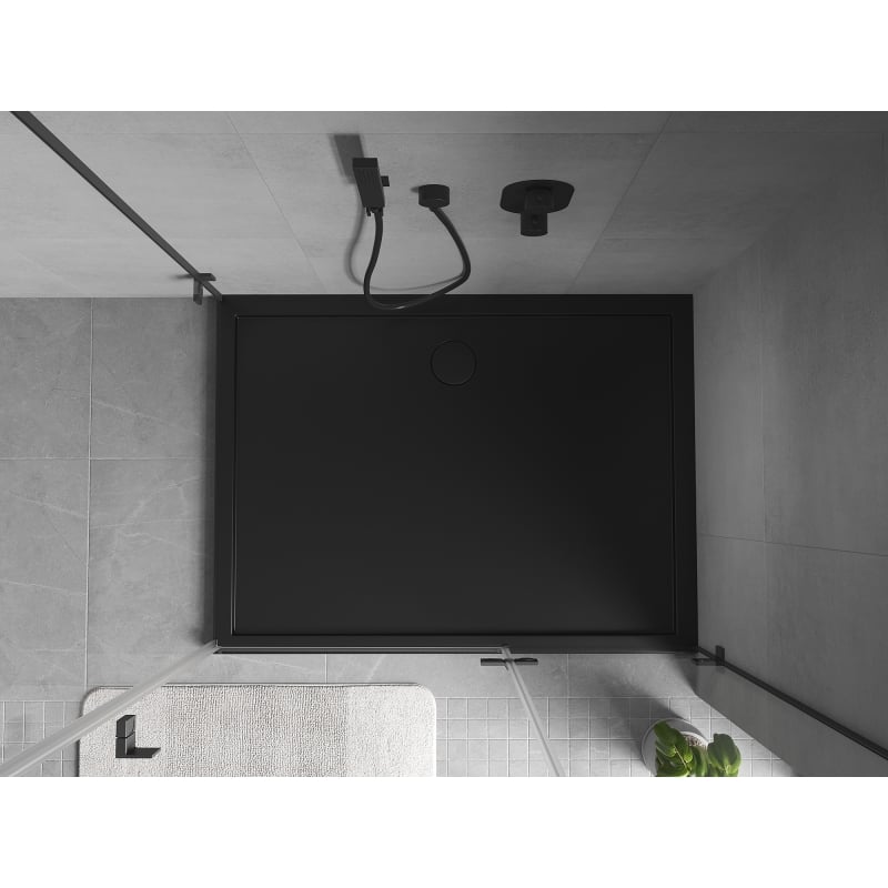 Mexen Flow téglalap alakú slim zuhanytálca 90 x 80 cm, fekete matt - 46R708090