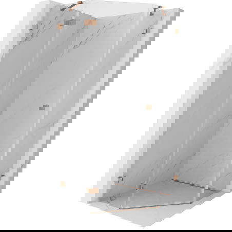 Mexen Lunar ötszögletű zuhanykabin, balra nyíló 80 x 80 cm, átlátszó, matt réz - 831-080L-080P-65-00-L