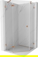 Mexen Lunar cabină de duș pentagonală cu ușă stângă 90 x 90 cm, transparentă, cupru periat - 831-090L-090P-65-00-L