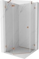 Mexen Lunar cabina de duș pentagonală cu ușă batantă stânga 100 x 100 cm, transparent, cupru periat