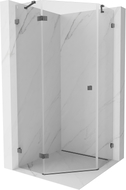 Mexen Lunar cabina de duș pentagonală cu deschidere pe stânga 80 x 80 cm, transparentă, gri pistol periat