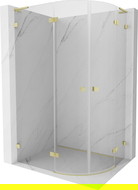 Mexen Lunar L cabină de duș semicirculară basculantă stânga 80 x 70 cm, transparent, auriu periat - 833L-080L-070P-55-00