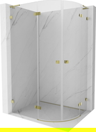 Mexen Lunar L cabină de duș semirotundă cu deschidere pe stânga 80 x 70 cm, transparent, auriu - 833L-080L-070P-50-00