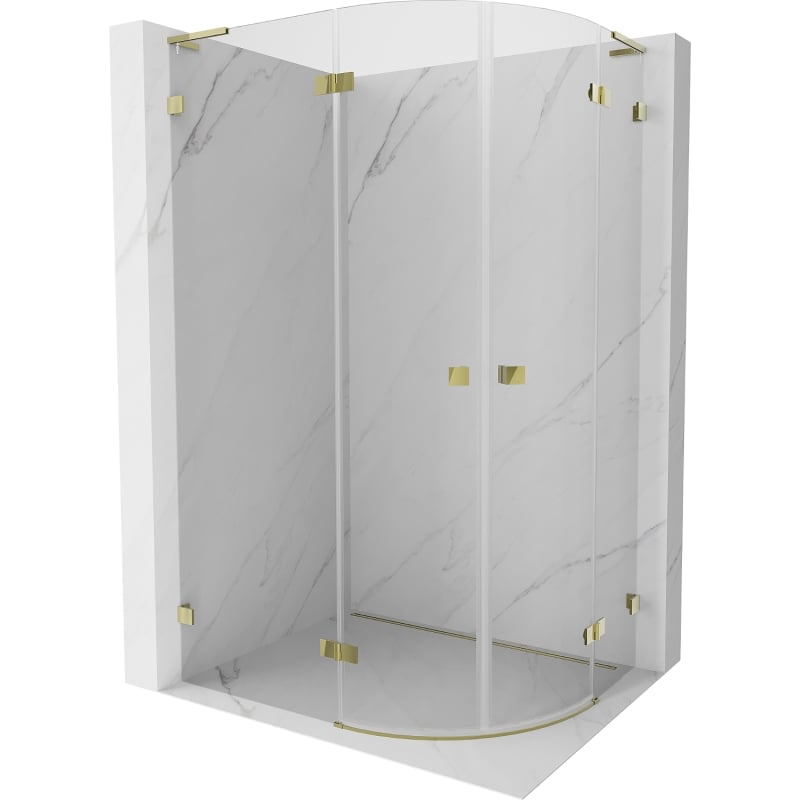 Mexen Lunar L cabină de duș semicirculară rabatabilă stânga 90 x 80 cm, transparent, auriu - 833L-090L-080P-50-00