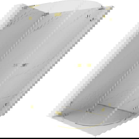 Mexen Lunar L cabină de duș semirotundă batantă stânga 100 x 70 cm, transparentă, aurie - 833L-100L-070P-50-00