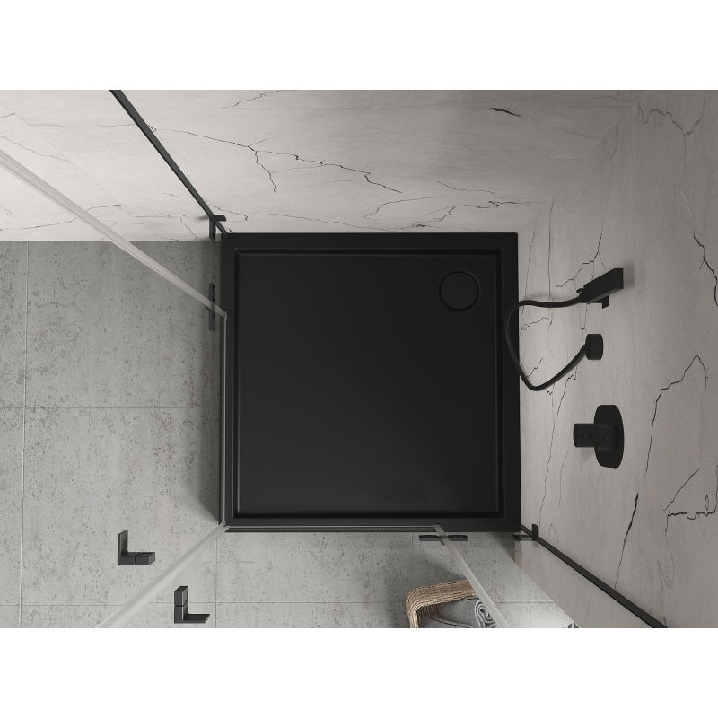 Mexen Flow+ cadă de duș pătrată 100 x 100 cm, negru mat - 46S701010H