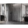 Cabină de duș pentagonală Mexen Lunar cu ușă batantă pe stânga 100 x 80 cm, transparent, gri arma periat - 831-100L-080P-66-00-L