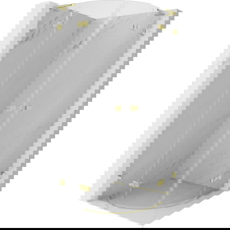 Mexen Lunar L cabină de duș semicirculară cu ușă batantă 90 x 90 cm, transparentă, auriu periat - 833L-090L-090P-55-00