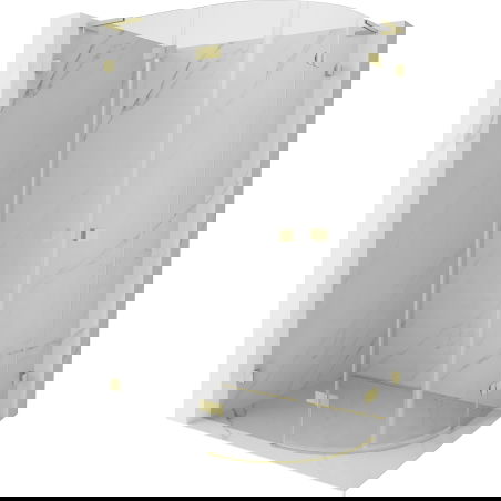 Mexen Lunar L cabină de duș semicirculară pivotantă stânga 100 x 90 cm, transparentă, auriu periat - 833L-100L-090P-55-00