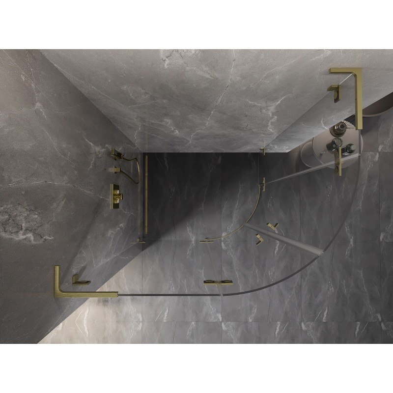 Mexen Lunar L cabina de duș semirotundă oscilantă stânga 100 x 90 cm, transparentă, aurie periată - 833L-100L-090P-55-00
