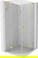 Mexen Lunar L cabină de duș semicirculară cu balamale 100 x 100 cm, transparentă, auriu periat - 833L-100L-100P-55-00