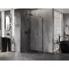 Mexen Lunar cabină de duș pentagonală batantă stânga 80 x 80 cm, transparentă, neagră - 831-080L-080P-70-00-L