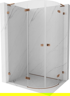 Mexen Lunar L cabină de duș semicirculară pivotantă stânga 80 x 70 cm, transparent, aur roz - 833L-080L-070P-60-00