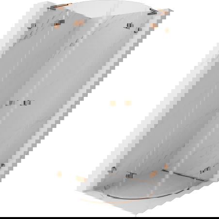 Mexen Lunar L cabină de duș semicirculară pivotantă 90 x 90 cm, transparentă, aur roz - 833L-090L-090P-60-00