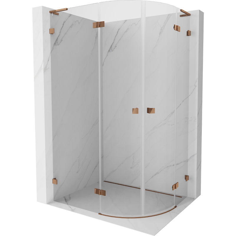 Mexen Lunar L cabină de duș semicirculară pivotantă stânga 100 x 80 cm, transparent, aur roz - 833L-100L-080P-60-00